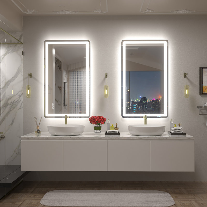 Aevar UL Certified Front & Back LED Anti-Fog Tempered Glass Bathroom/Vanity Mirror with 3-Year Warranty, 40" x 24"