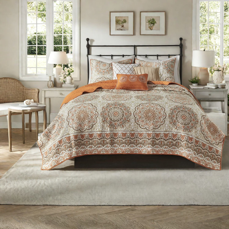 Reversible King Cotton Bedding Sets, Modern Medallion Style For Home