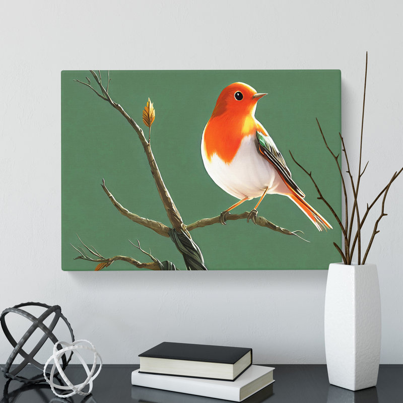 Elegant Robin Bird - Wrapped Canvas, 35cm H x 50cm W x 3cm D