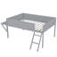 Lit mezzanine en bois avec bureau et DEL-465372277