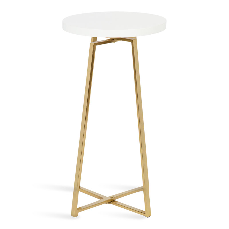 Larzelere End Table, White, Gold