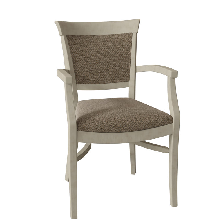 Ava Upholstered King Louis Back Arm Chair in Almond Buff