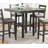 Classic Counter Height 5Pc Set Square Dining Table W Shelves Cushion Seat Ladder Back High Chairs Solid Wood