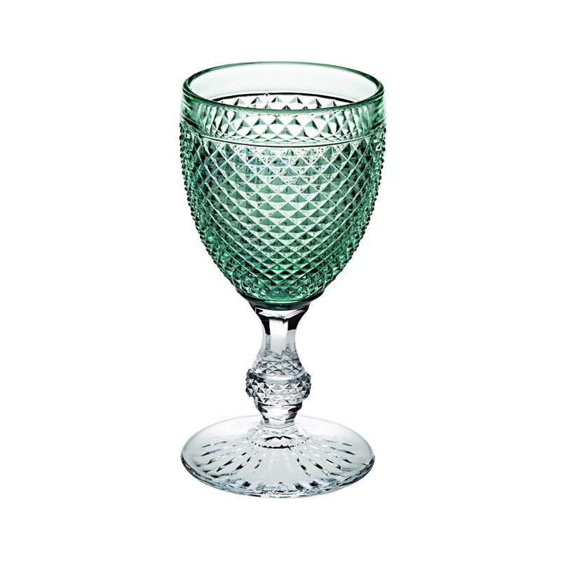 Bicos Handmade Wine Glass, Mint/Clear