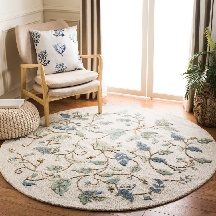Autumn Martha Stewart Hand Tufted Wool/Viscose Floral Rug in Colonial Blue