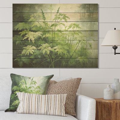 Herbs Pottery Delights I - Floral Herbs On Wood Print