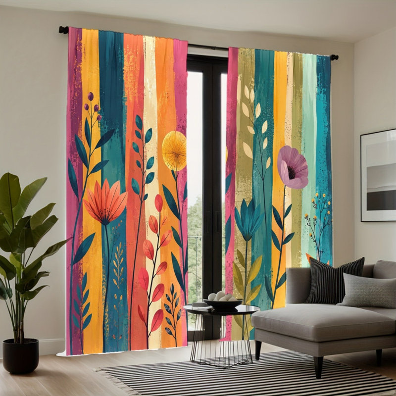 Rideau filtrant la lumière 2 pièces Boho, W52inch*H84inch×2PCS