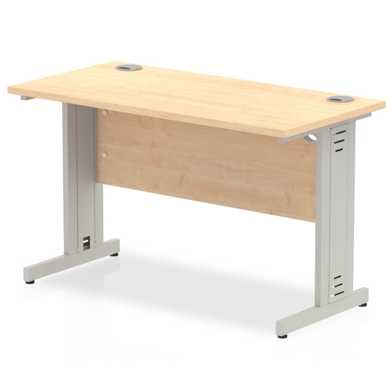 Impulse Steel Computer Desk, 73cm H x 120cm W x 60cm D, Silver, Maple