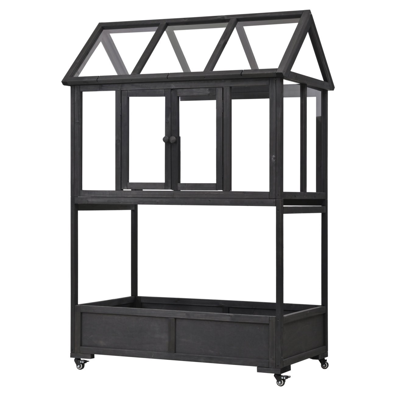 Arlmont & Co. Garden Wood Portable Cold Frame With Movable Wheels Mini ...