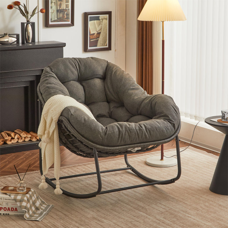 Varad Metal Rocking Chair, Gray, Black