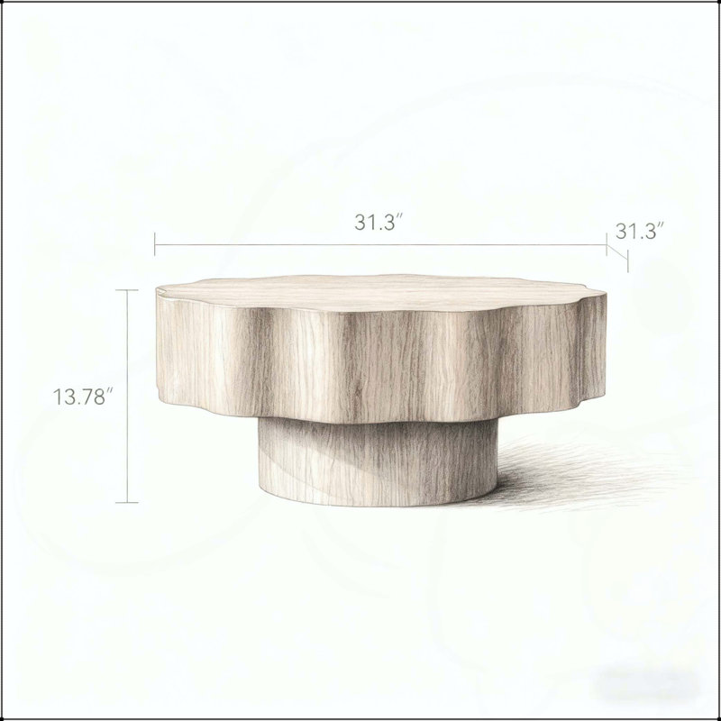 Table basse en bois aggloméré de forme irrégulière avec rangement ouvert, parfaite pour les salons modernes et les décors élégants.