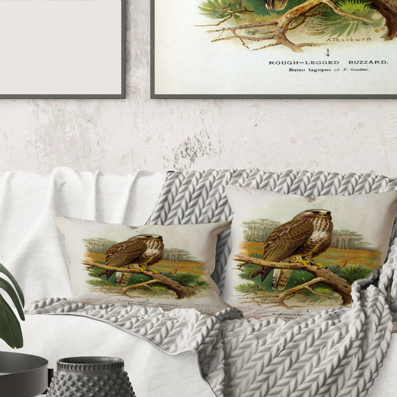 Oiseau rétro Vintage - coussin imprimé traditionnel