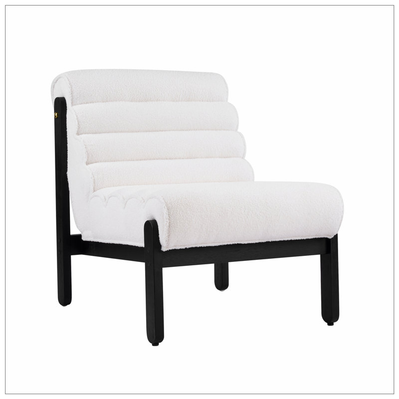 Accent Chair with sturdy Wood Frame, White+Black