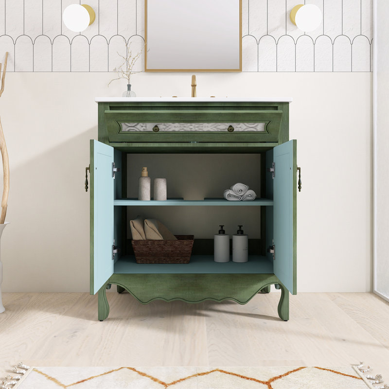 Meuble-lavabo simple 30 po avec comptoir en céramique