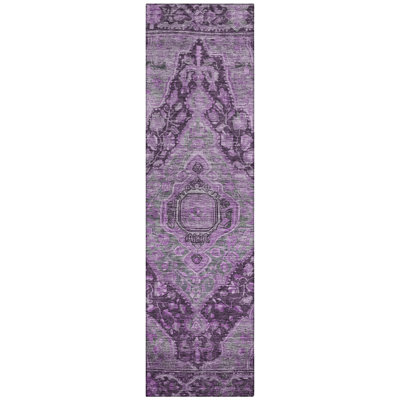 Machine Washable Indoor/Outdoor Xhevrie Eggplant Rug