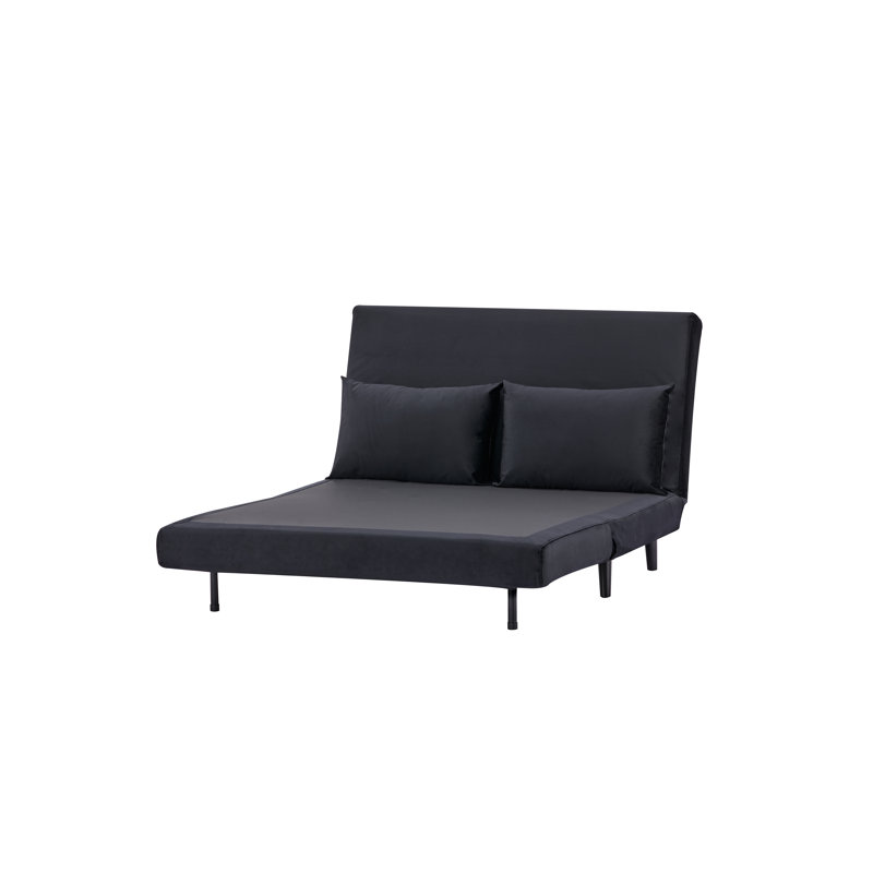 Aljoharah Queen 121cm Velvet Futon And Mattress, Black