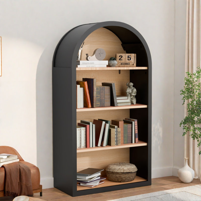 Bibliothèque arquée avec tablettes de rangement