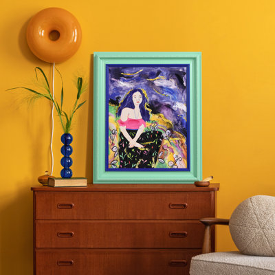 «Night Galaxy», reproduction d'art numérique sur toile giclée à la main avec cadre baroque bicolore