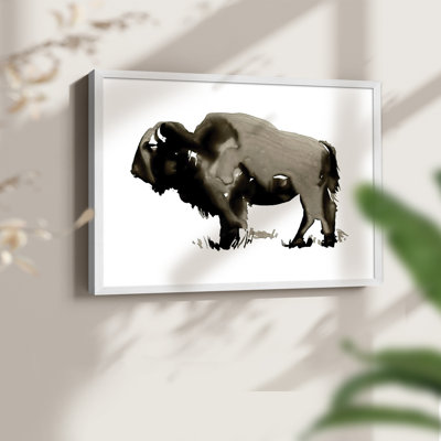 Monochrome Bison II -Framed Print - Restickable