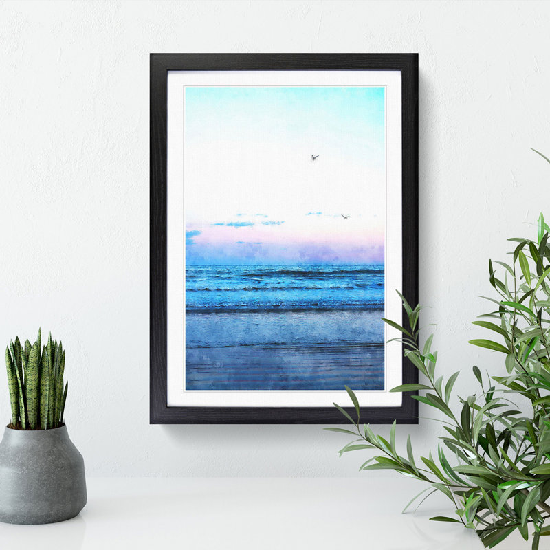 Seagulls Flying High - Framed Print, 33cm H x 24cm W x 2cm D, Black Framed