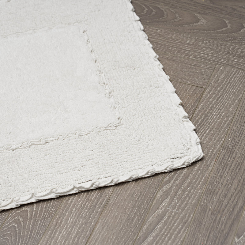 Laura Ashley Ruffle 100% Cotton Bath Rugs, White, Single - 20"W x 34"L
