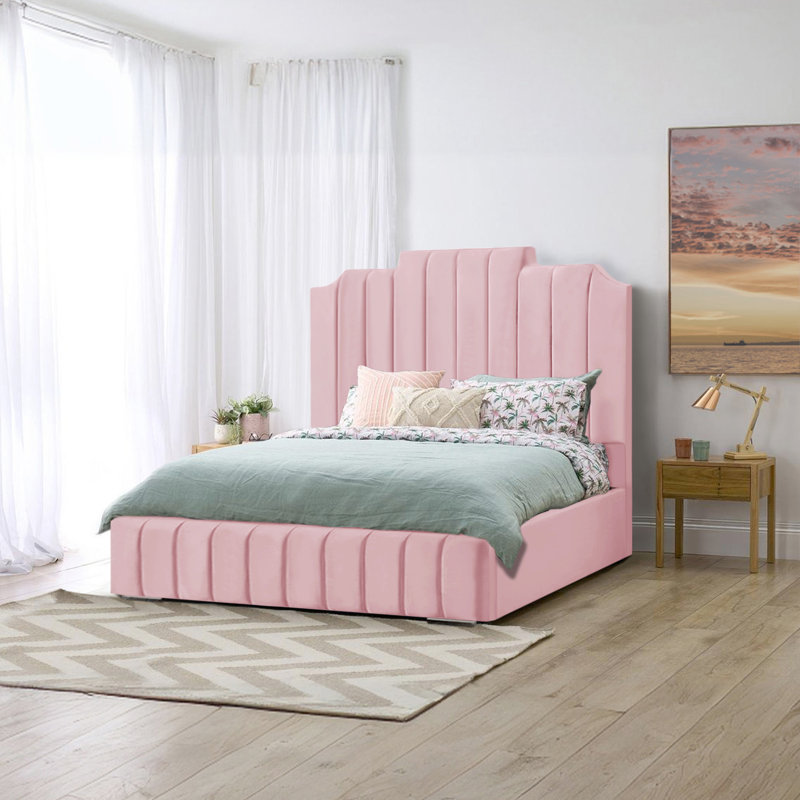 Alyshea Upholstered Bed, Pink, Double (4'6)