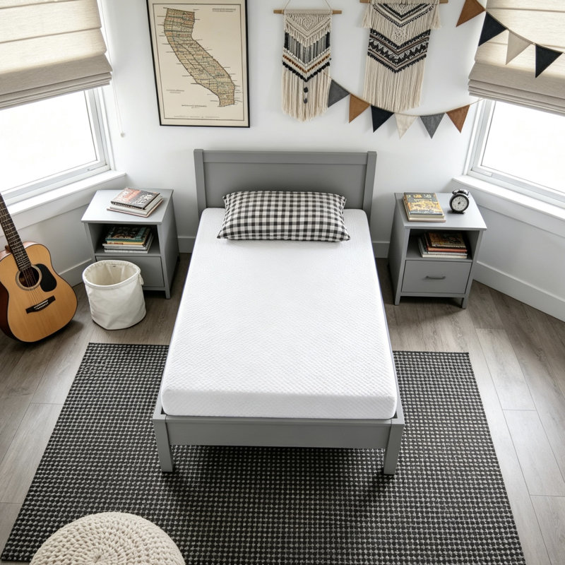 Matelas simple dans une boîte 6 po Mousse à mémoire de forme confort moyen pour lit superposé, chambre à coucher et chambre d'amis