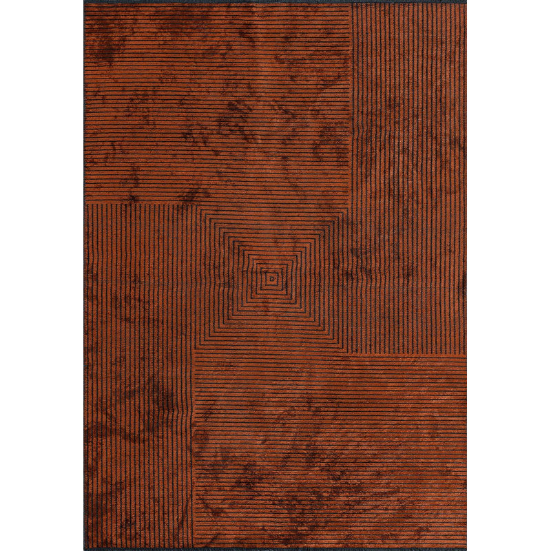 Tapis carré à motif géométrique Labrynth, Rectangle 7 pi 10 po x 11 pi 2 po
