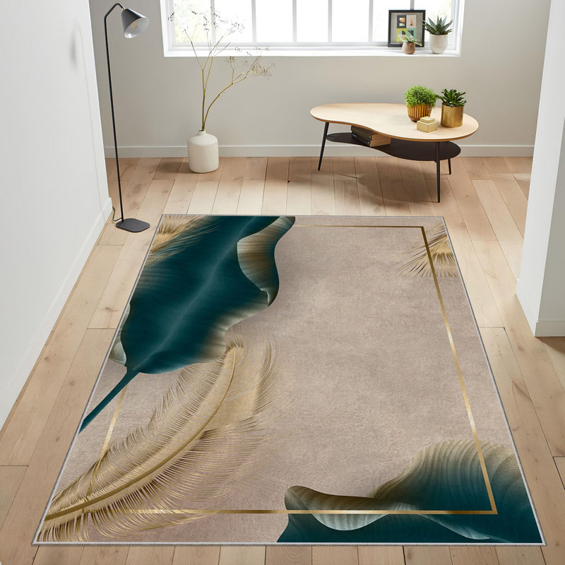Luxurious Woven Carpet, 100% Polyester, 70.9 x 110.2 Inches | 740 g/m², Non-Slip Felt Dot Underside, 0.2 Inch Pile Height | Machine Washable, Easy Care, Perfect for Living Room & Bedroom Décor