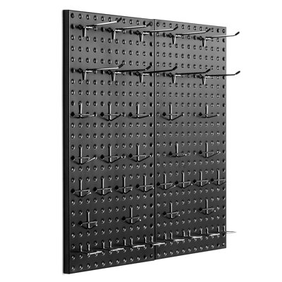 Panneaux perforés métalliques, 61 x 30 cm, 2 panneaux, organisateur mural robuste avec accessoires, noir