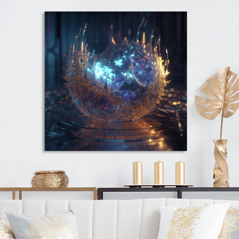 Atomique liquide en cristal I - Fractales, décoration murale, Toile tendue, H 36 po x l 36 po x P 1,5 po