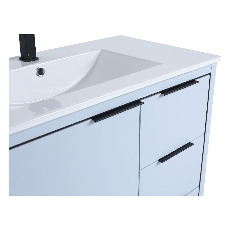 36" Single Bathroom Vanity Set, Matte Black, Pastel Blue