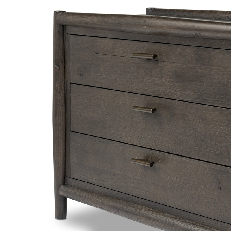 Glenview 3 - Drawer Solid Wood Nightstand, Smoked Black