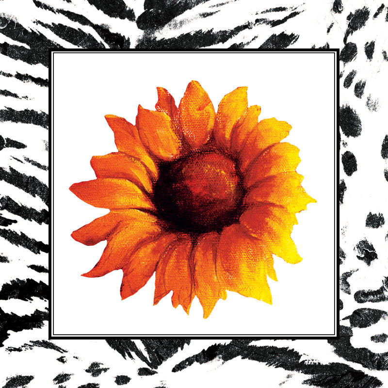 Orange Sunflower Animal Border - Wrapped Canvas Painting, 91cm H x 91cm W x 3.8cm D