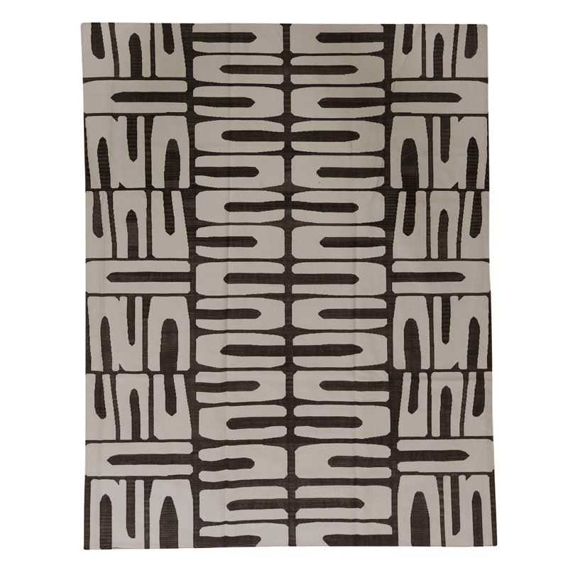 Flatweave Wool Ikat Area Rug in Espresso