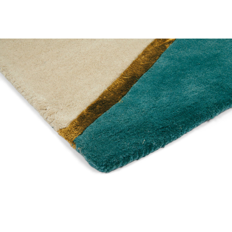 Hand Tufted Area Rug in Pink/Green, Rectangle 6'7" x 9'2"