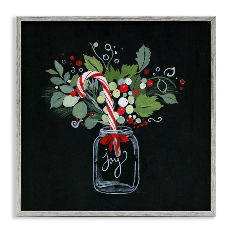 Joy Joy Cane Jar, art de la giclée encadrée par Janet Tava, Estampe numérique Farmhouse, H 12 po x l 12 po