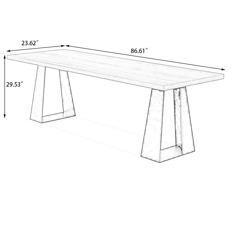 Brown Rectangular Solid Wood desk, 29.53" H x 86.61" W x  23.62" D