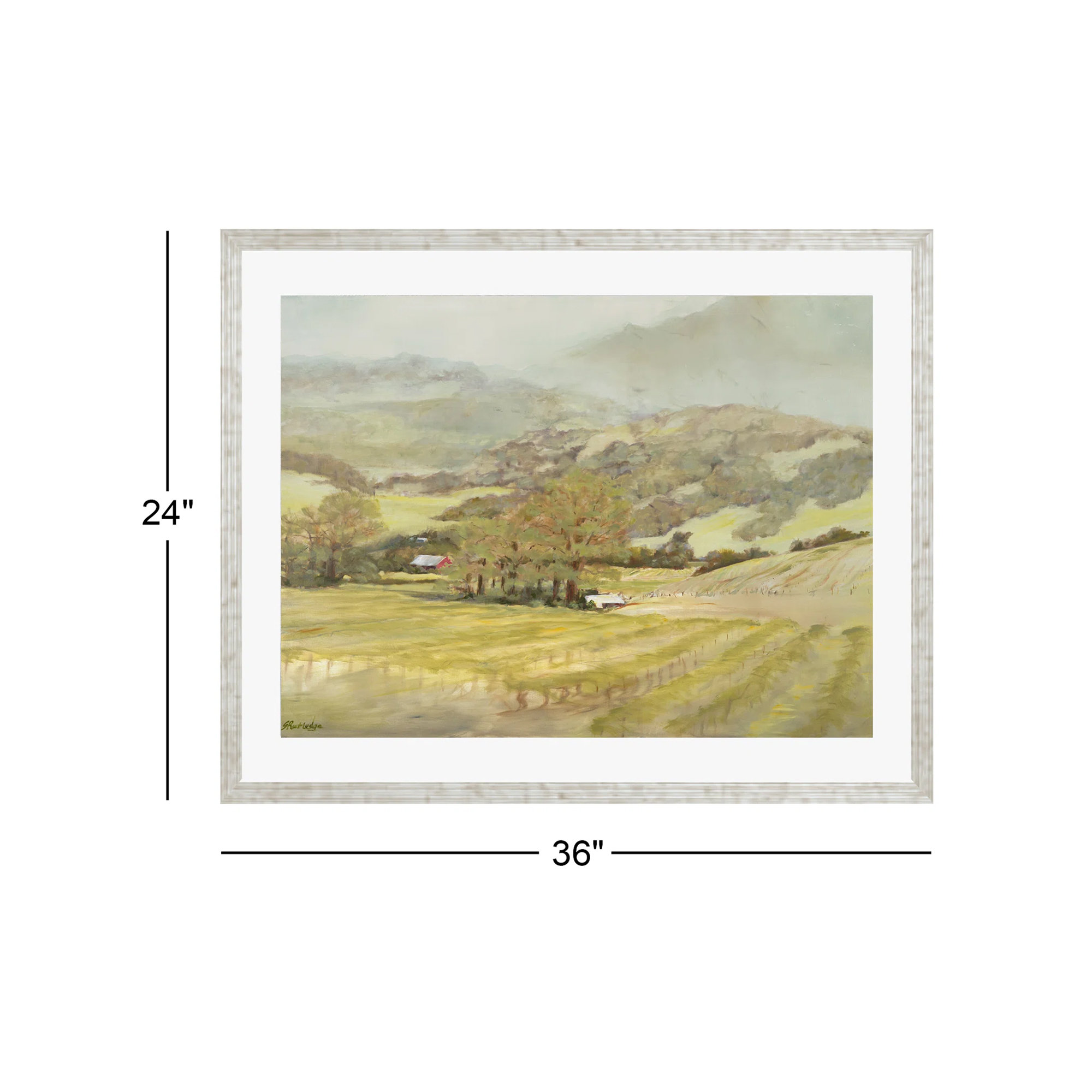 Spring Vineyard by Silvia Rutledge, Pattern Silver, 24"H x 36"W