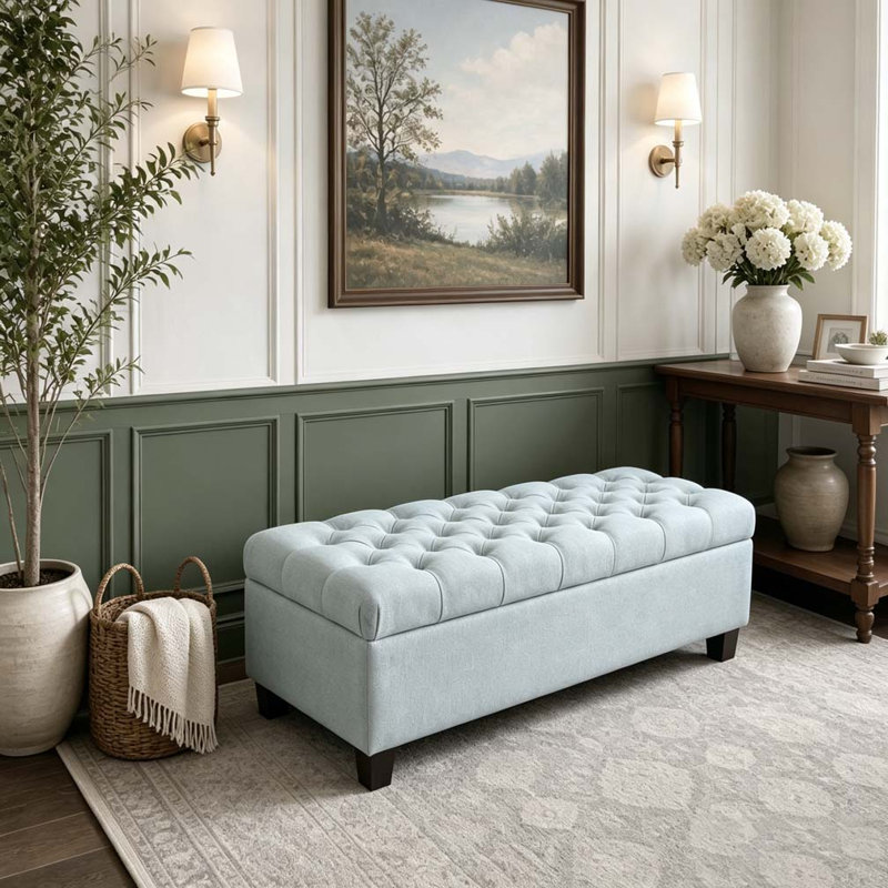 Banc de rangement avec repose-pieds 50,25 po, Baby Blue