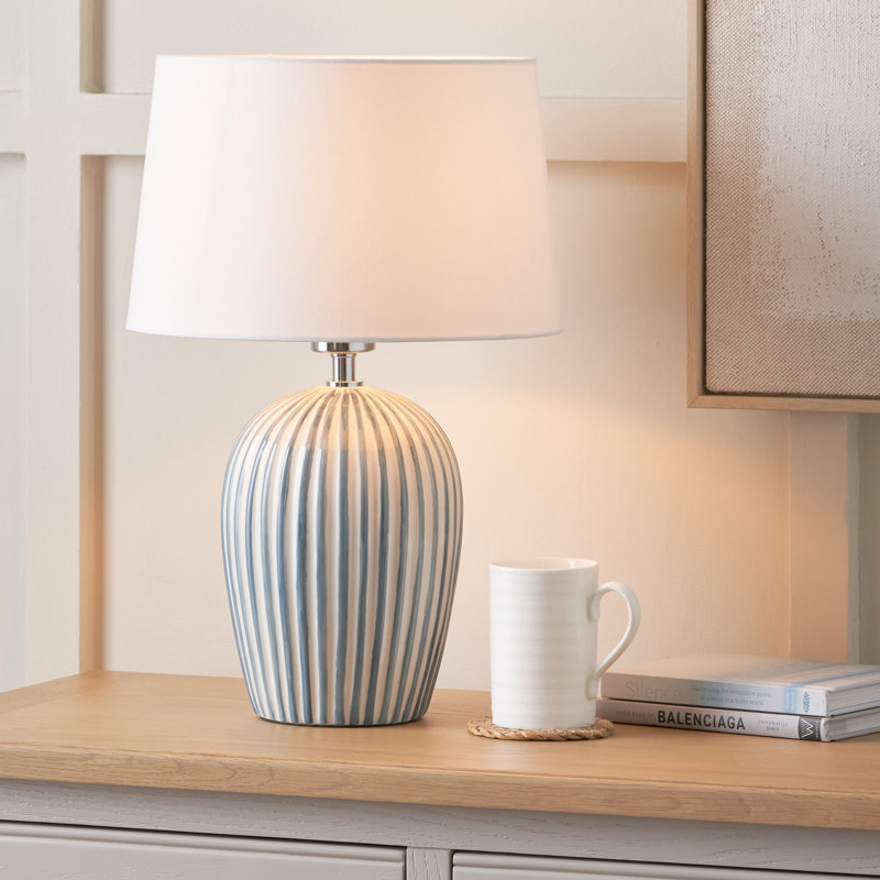 Ceramic Table Lamp, Blue/White