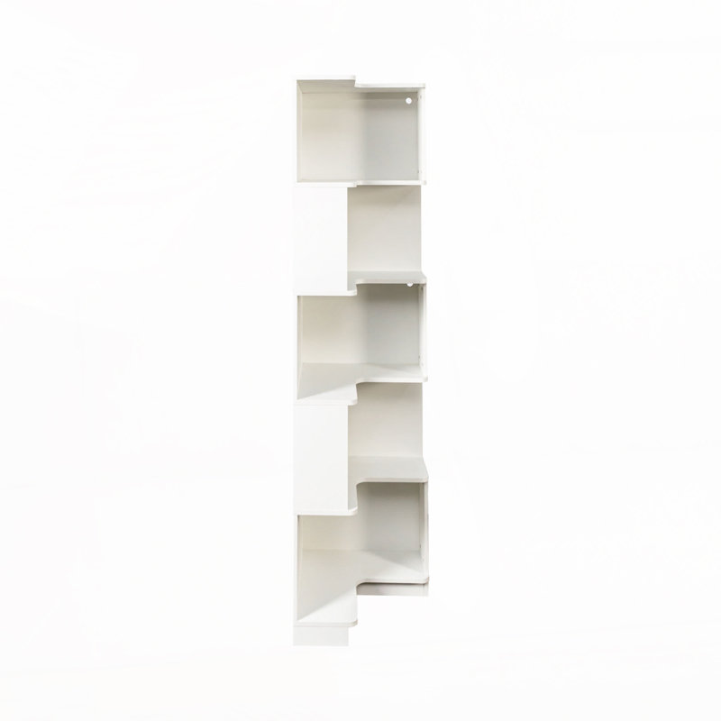 Bibliothèque d'angle à 5 niveaux avec chicane, Blanc