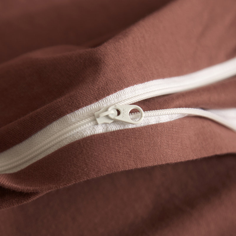 Ensemble de housse de couette 100% coton VCLIFE, Rouge brique, Housse de couette simple + 2 taies d'oreiller