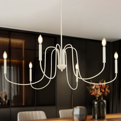 Jacinta 6-Light 39.8’’ W White Classic/ Traditional Dining Room Chandelier for High Ceiling