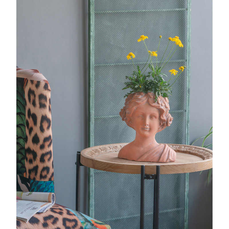 Pot à fleurs en ciment 9,34 lb - brun, style grec pour les jardins, style brun, idéal pour les ornements de jardin