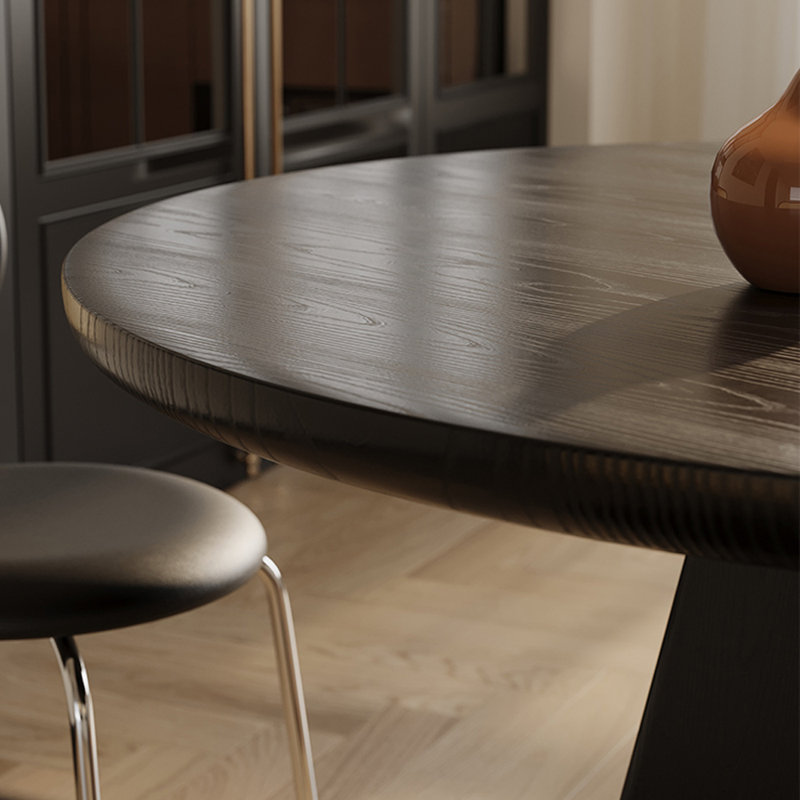 Table ronde tridimensionnelle rétro noire et brune, 29.52"H x 47.24"L x 47.24"W