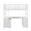 Lit mezzanine simple avec tiroirs, armoire, tablettes et bureau, lit mezzanine en bois avec bureau