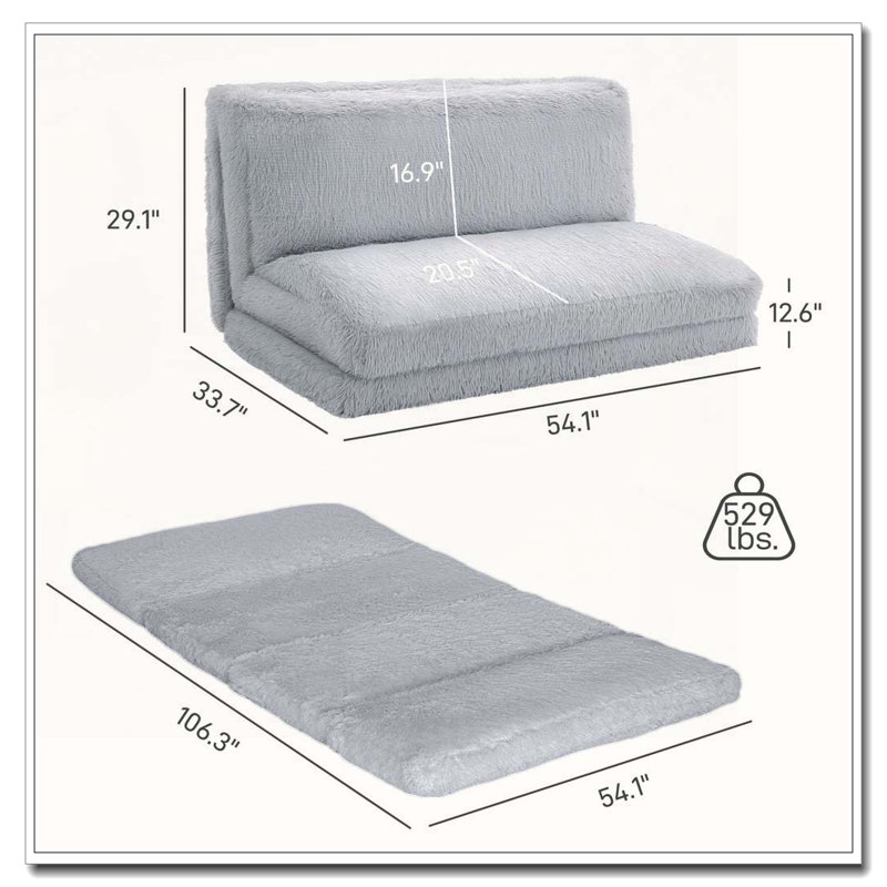 Canapé-lit Bean Bag, Gris clair
