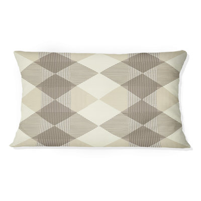 Coussin lombaire beige à imprimé pied-de-poule I