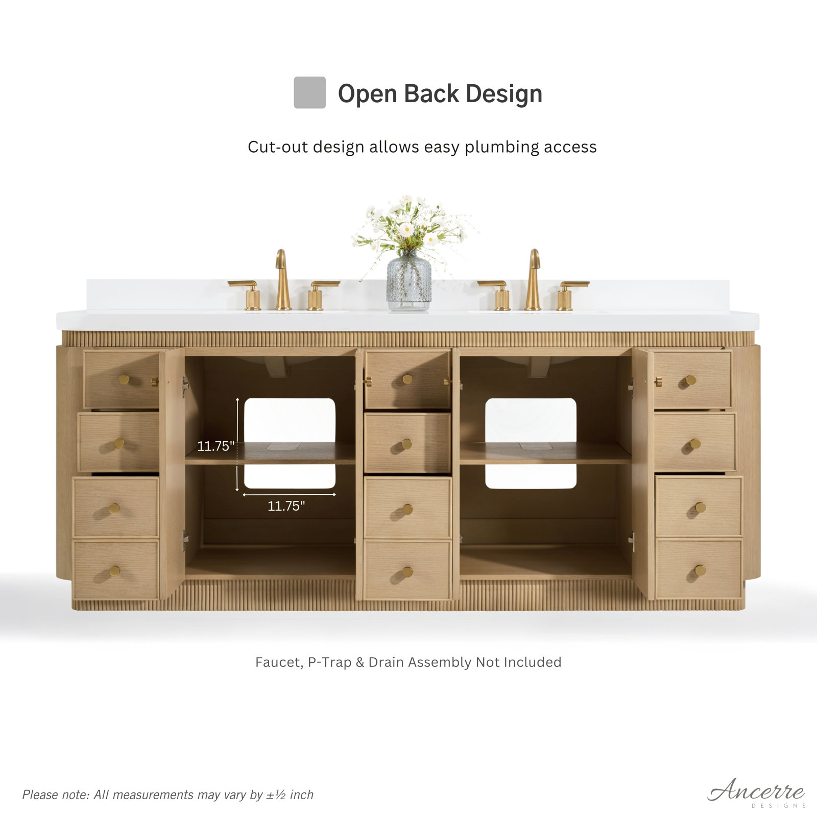 Aston Oak Single Bathroom Vanity, Natural Oak, 84 inch
